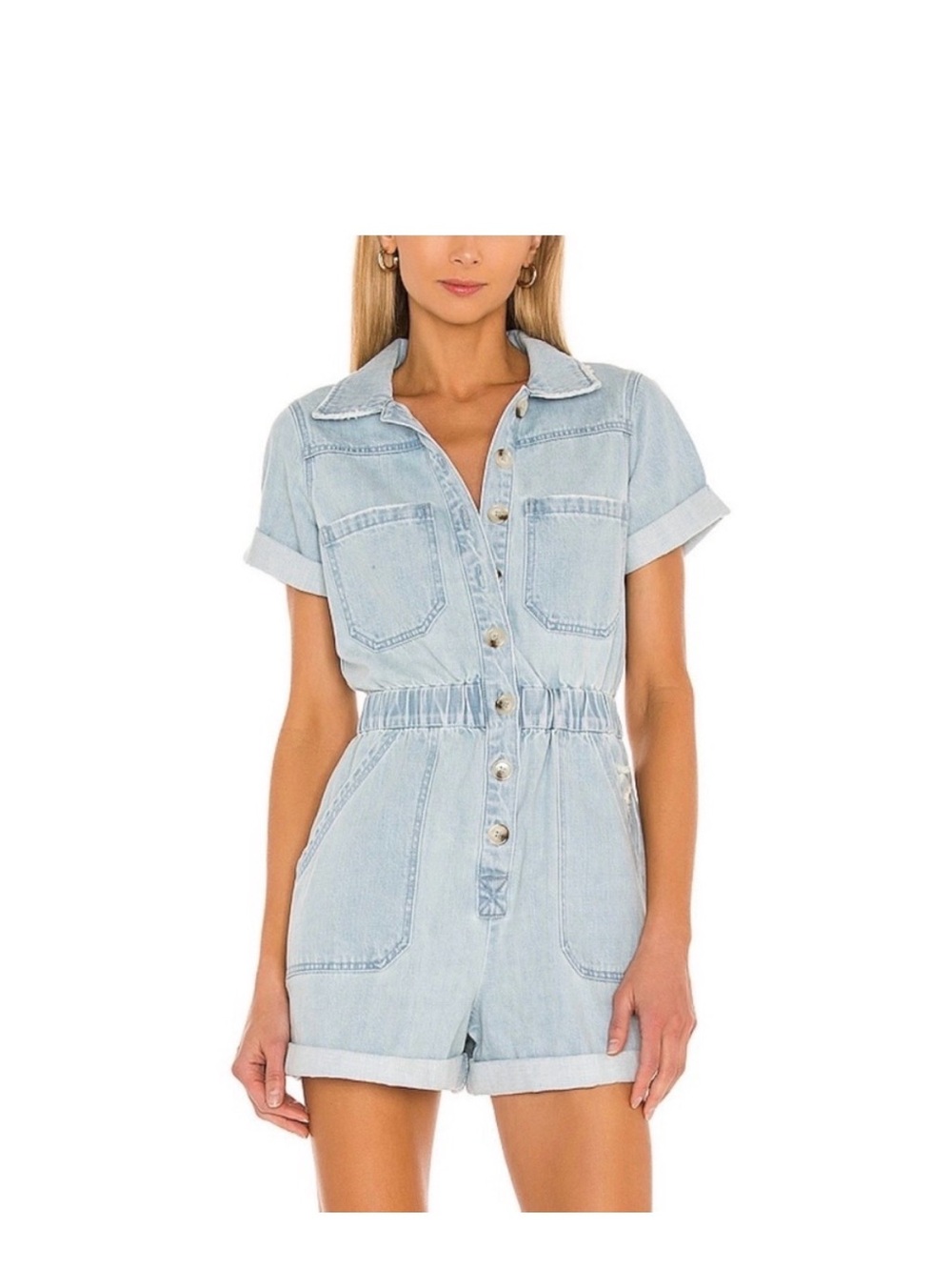 Show Me Your Mumu Cannon Denim Romper Dockside Blue Size Small